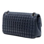 Chocolate Bar Iridescent Calfskin Bubble Flap