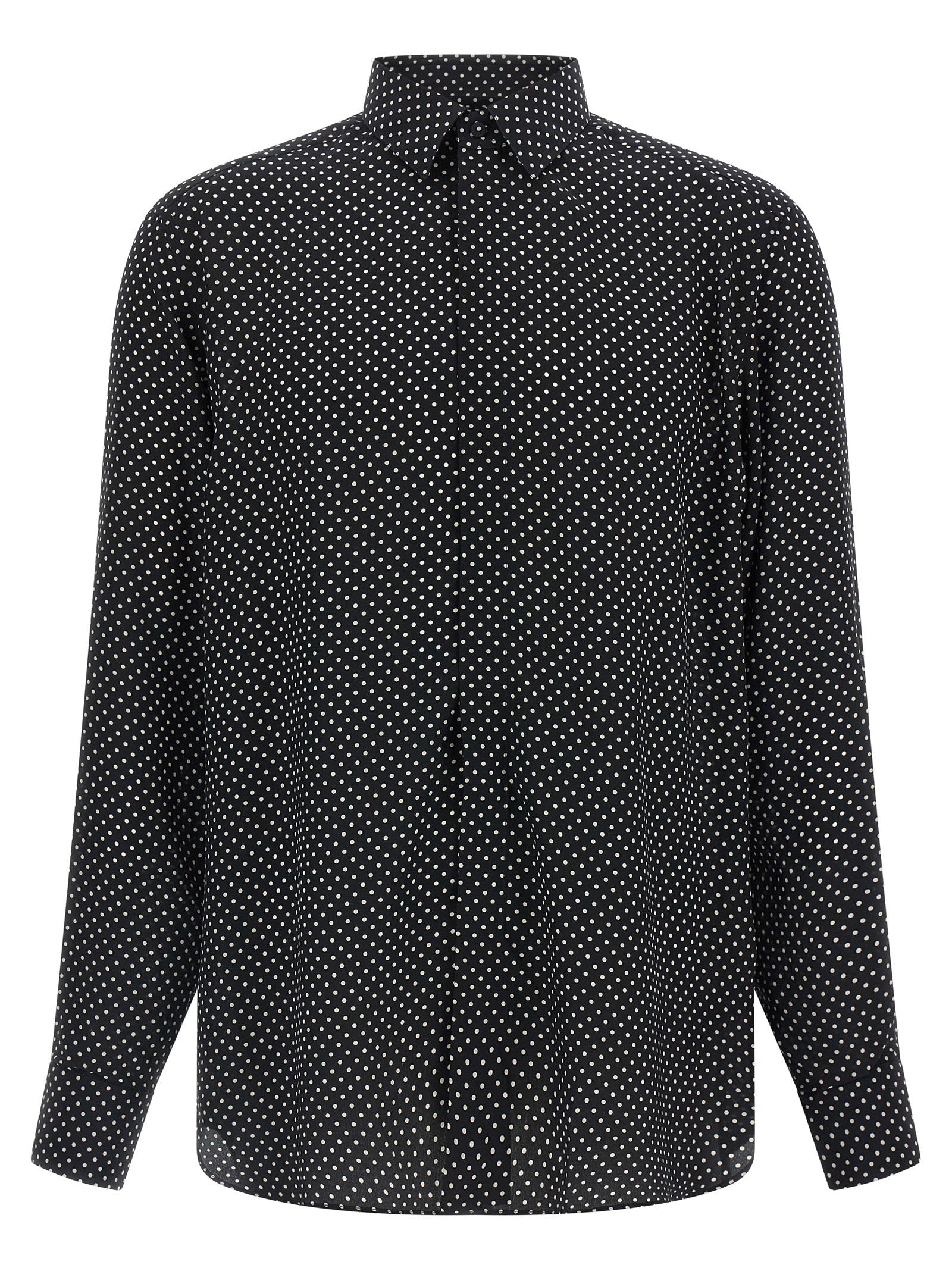 Tom Ford Polka-Dot Silk Crêpe de Chine Shirt — Black
