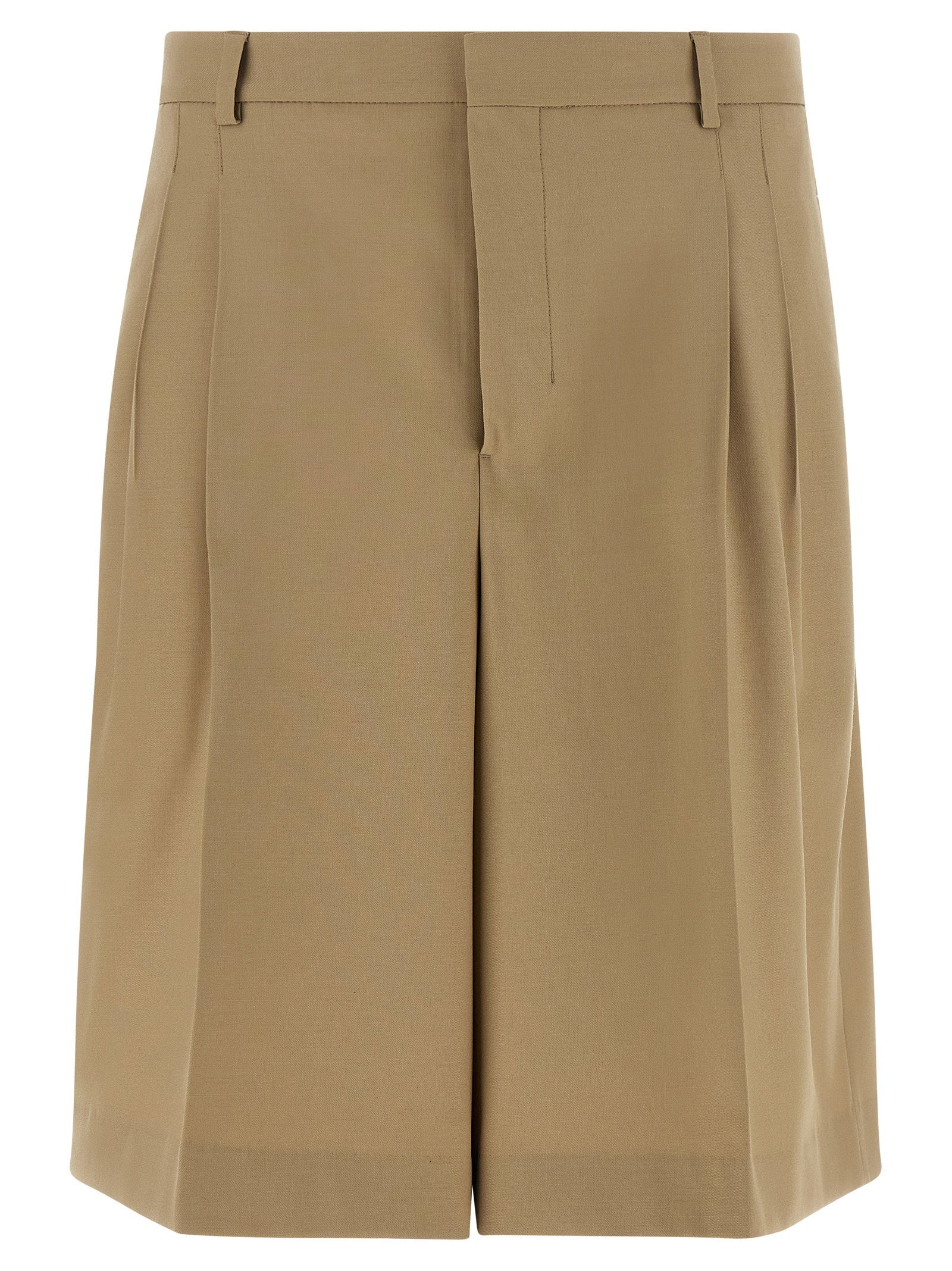 Ami Paris Wool Bermuda Shorts — Beige