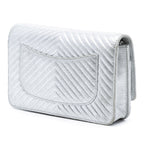 CC Chevron Metallic Lambskin Wallet On Chain
