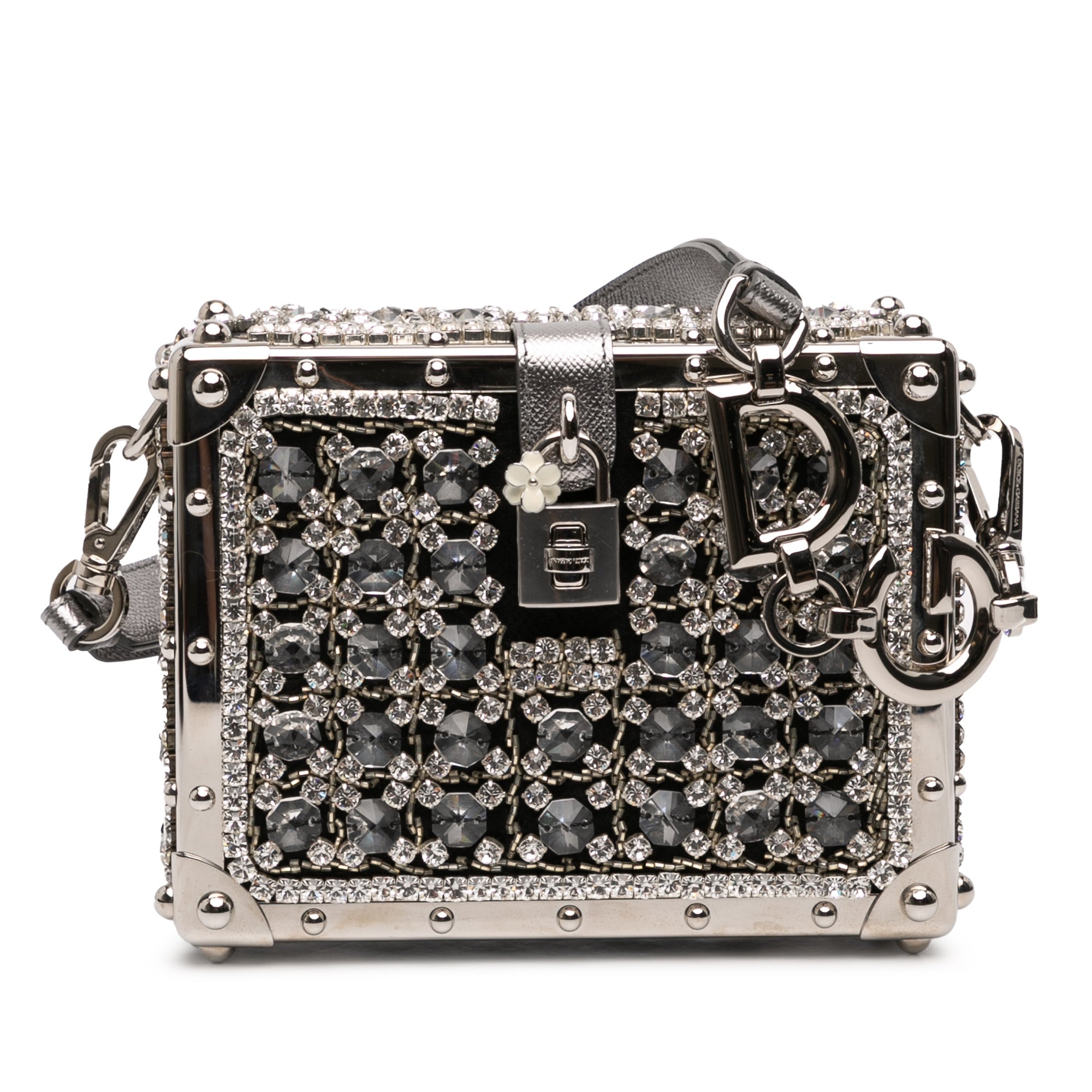 Rhinestone Embellished Jacquard Dolce Box Bag