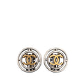 CC Brass Round Wheel Clip On Earrings