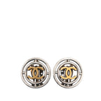 CC Brass Round Wheel Clip On Earrings