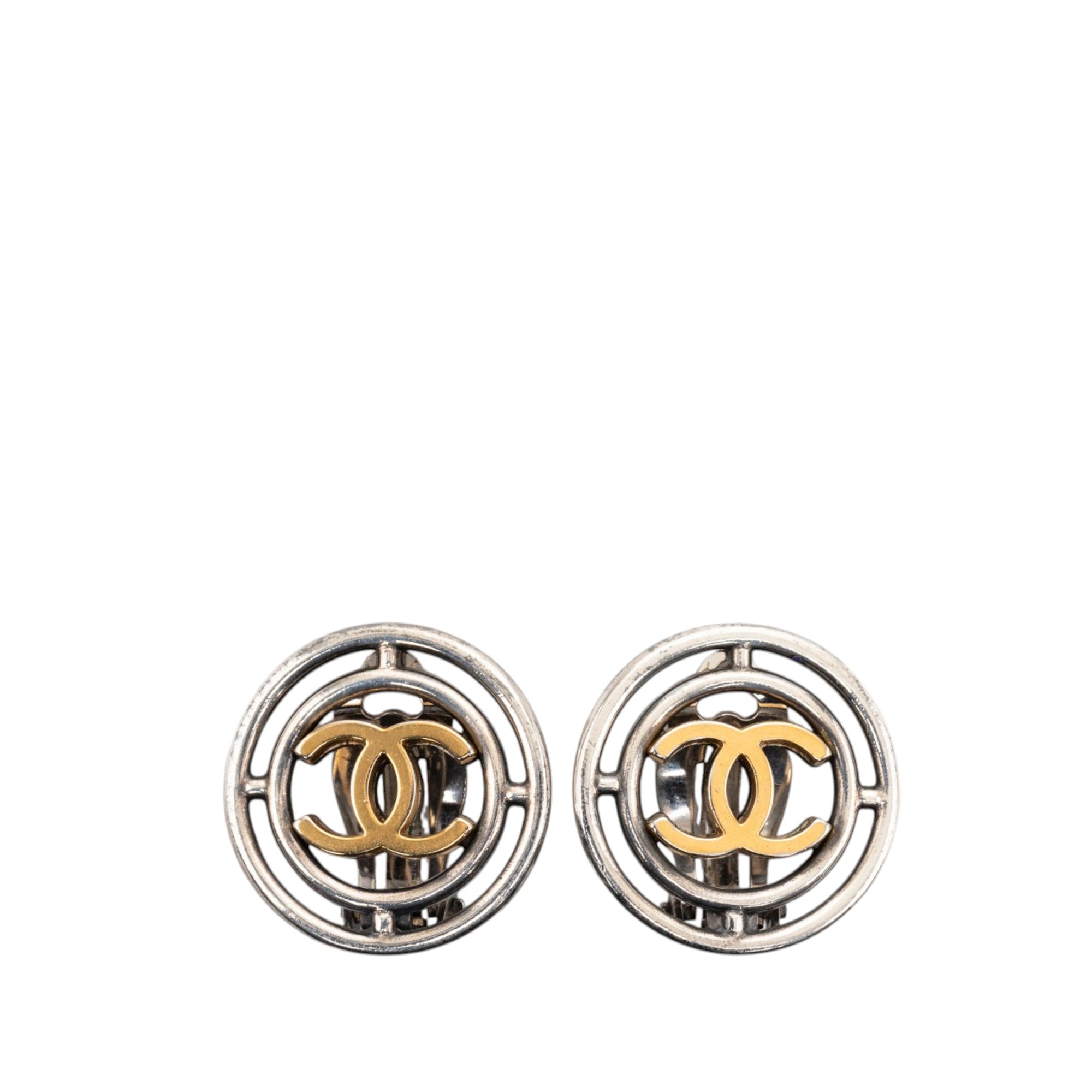CC Brass Round Wheel Clip On Earrings