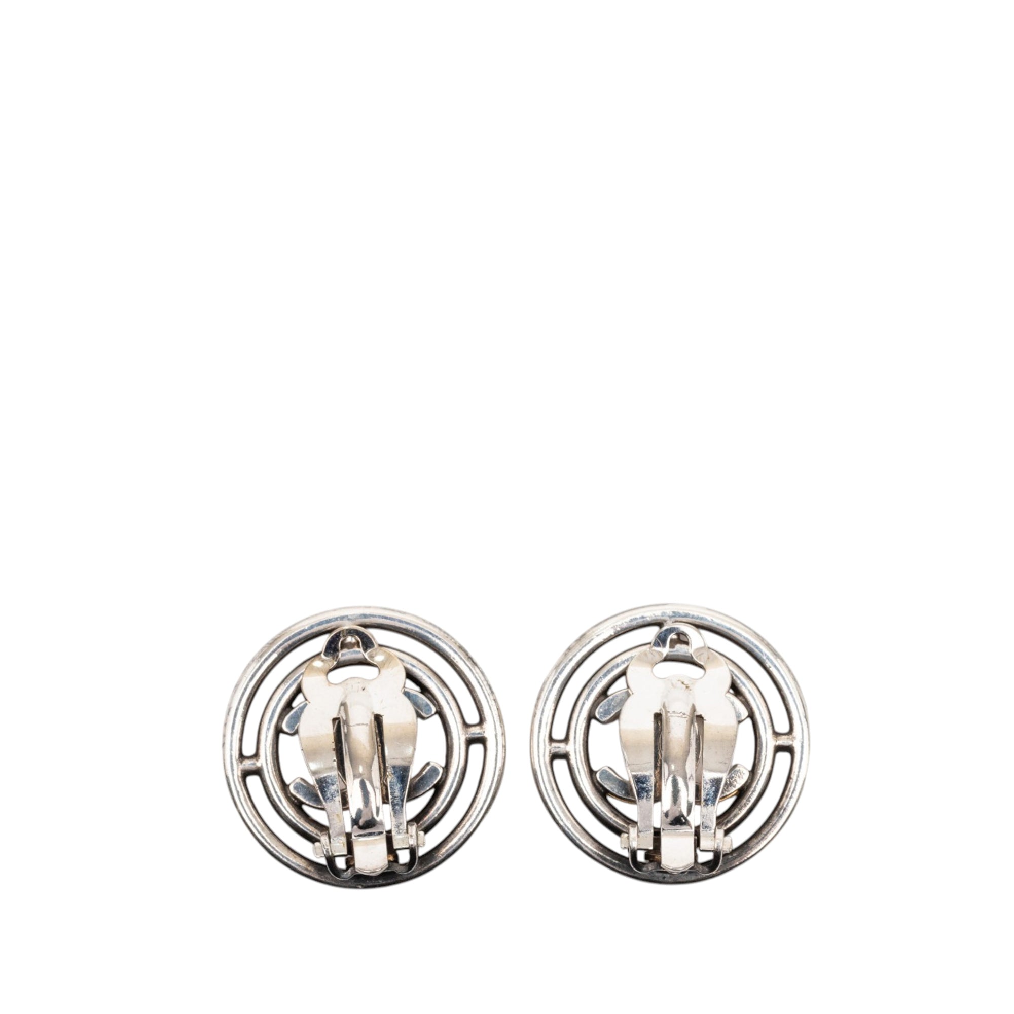 CC Brass Round Wheel Clip On Earrings