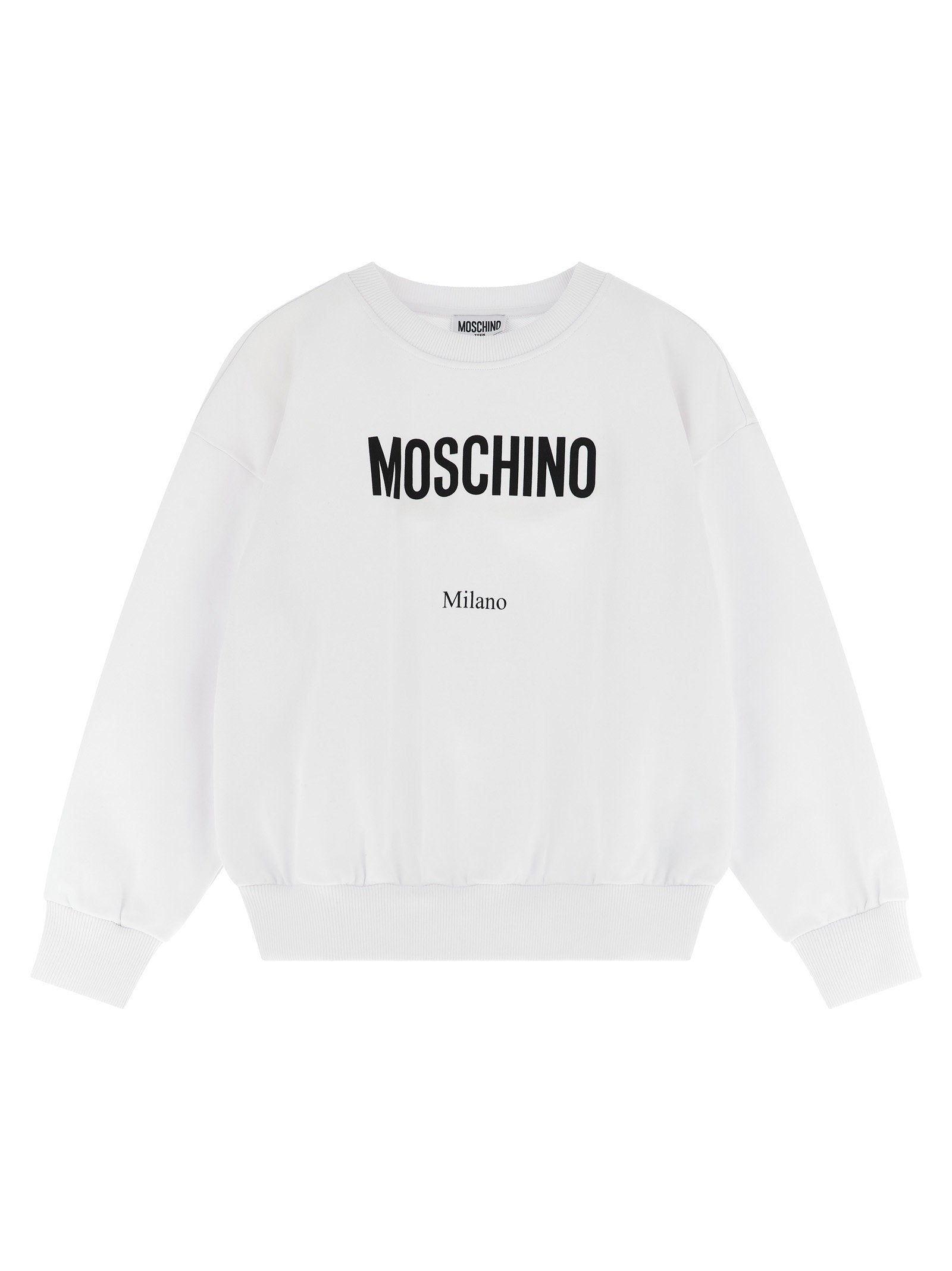 Moschino Kid Teen Logo-Lettering Print Sweatshirt — white