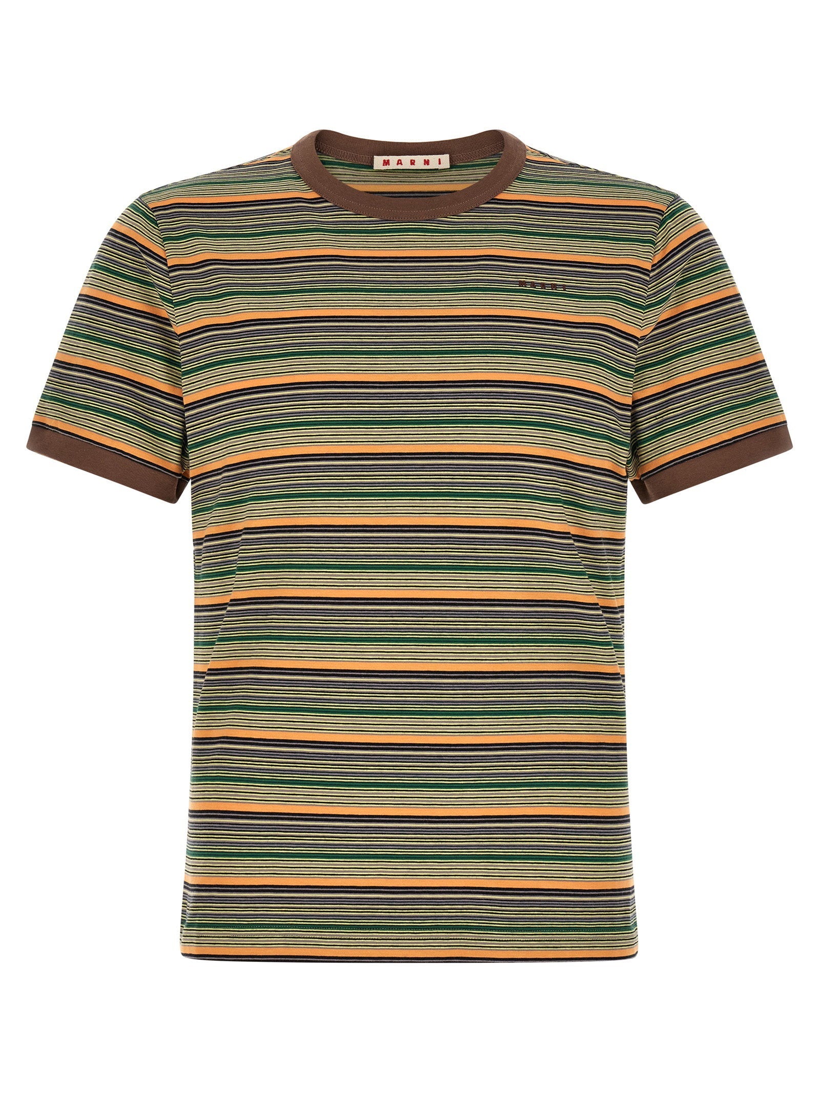 Marni Striped Cotton Jersey T-shirt — Green