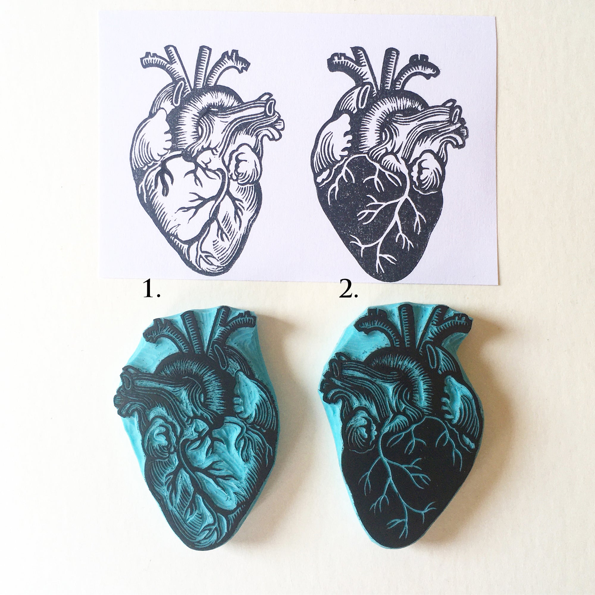 Human heart anatomical rubber stamp