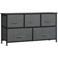 Linen Drawer Cabinet Organizer Storage with 5 Removable Drawer & Adjustable Feet, Dark Grey