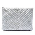 Medium Chevron Metallic Aged Calfskin O Case Clutch