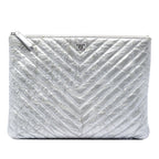 Medium Chevron Metallic Aged Calfskin O Case Clutch