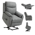 Power Lift Recliner Chair, Faux Leather Lift Chair with 8 Vibration Massage, Grey