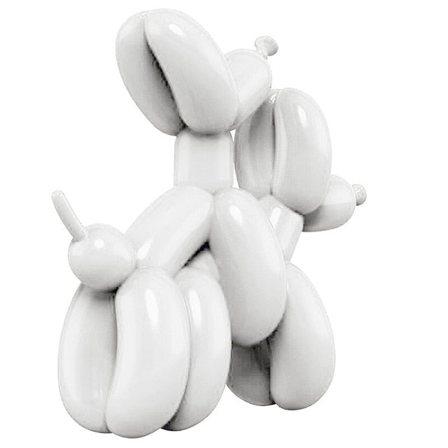 ArtZ® Balloon Dog Getting Busy Sculpture - White & White / 26x13x25CM