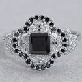 Halo Moon Halo Black Diamond  Engagement  Ring