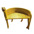 Hand Crafted Wooden Tiger Maharaja Chair - Yellow