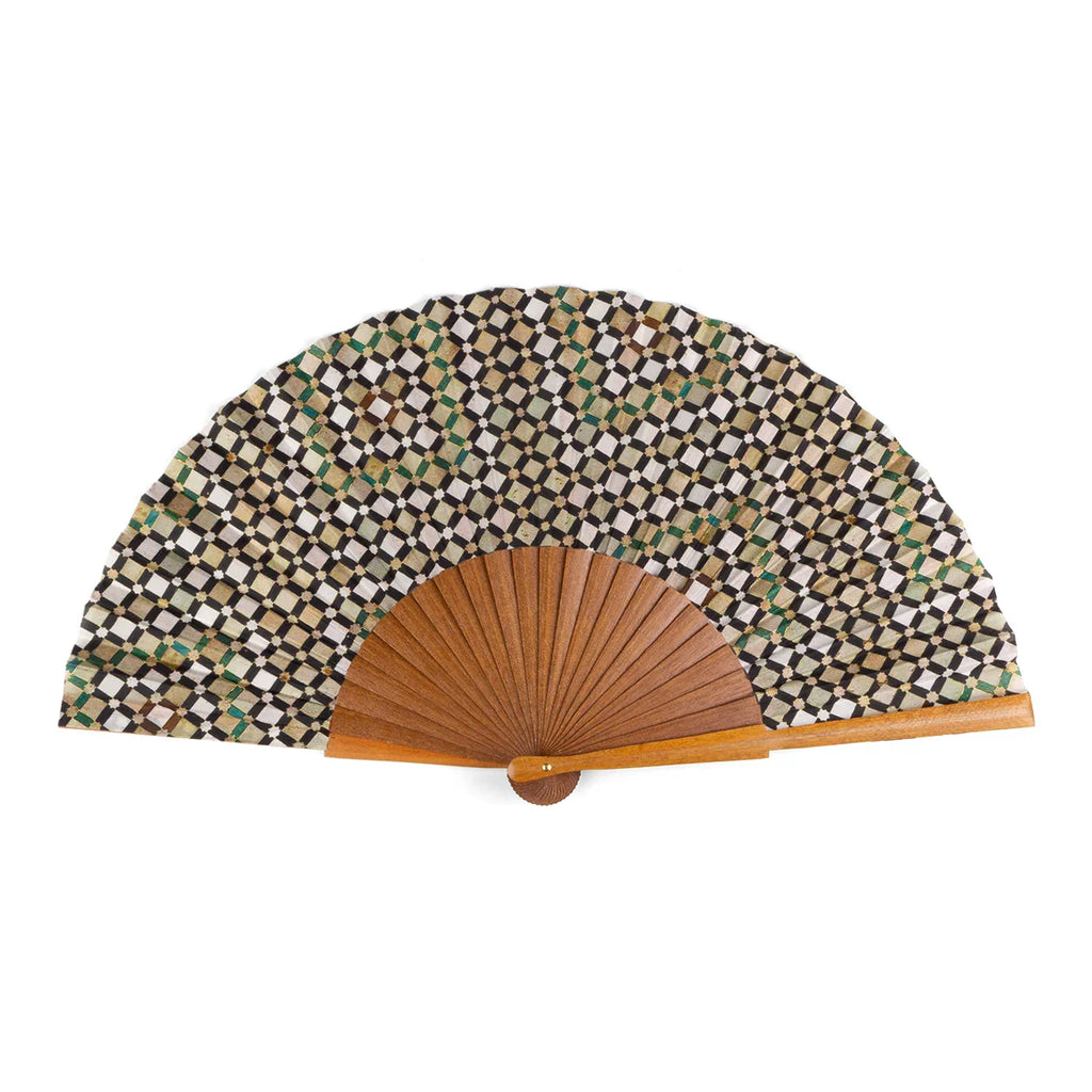 Silk folding hand fan islamic art inspired Hub