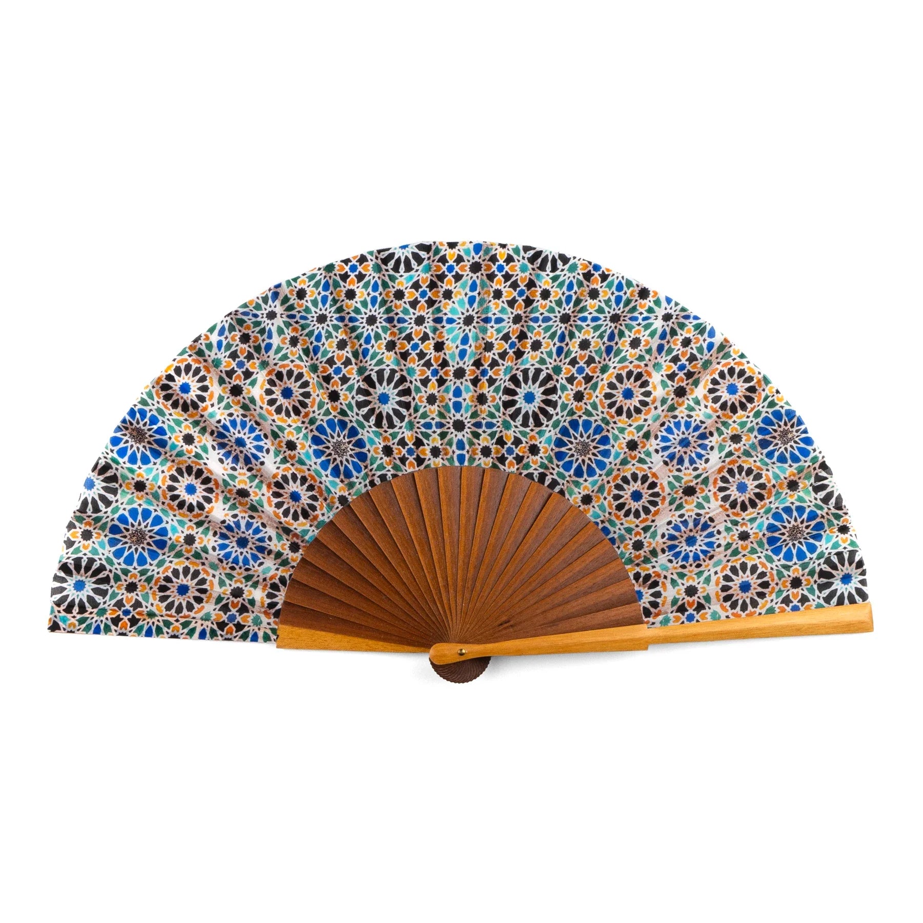 Islamic art inspired silk hand fan Isbilya