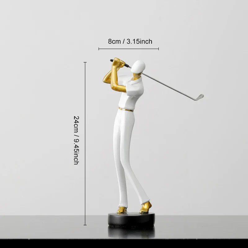 ArtZ® Nordic Abstract Golfer Sculptures - White - Backswing