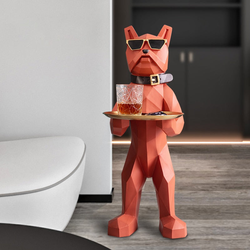 ArtZ® Bulldog Nordic Sculpture Tray Table - Orange