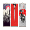ArtZ® Red Warrior Samurai Paintings - Whole Set (3 Paintings) / 15.7 inch by 50.4 inch (40x128cm)