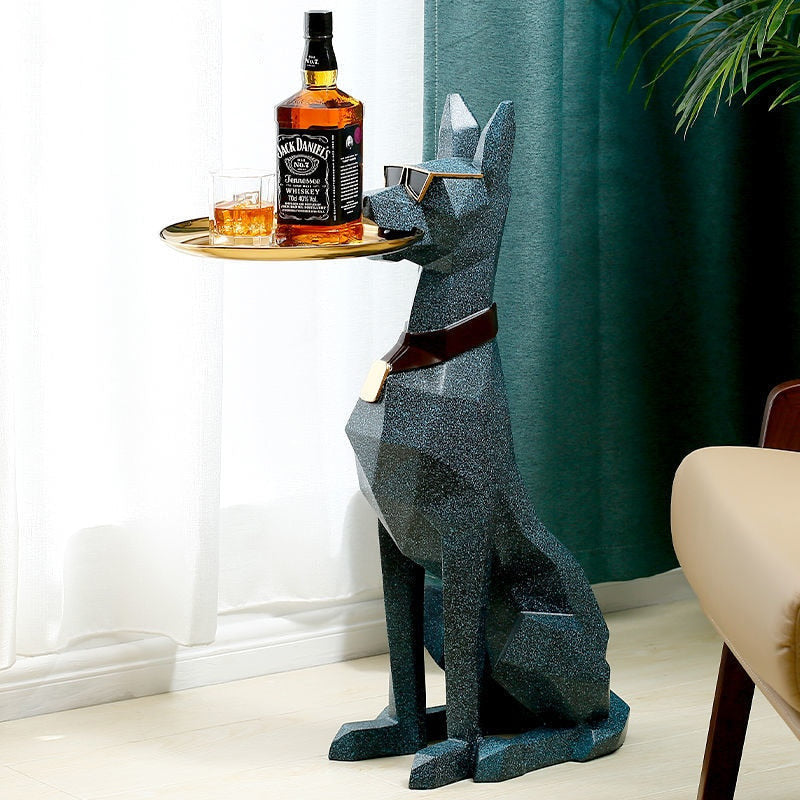 ArtZ® Doberman Nordic Sculpture Tray Table - Blue