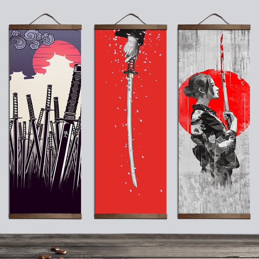 ArtZ® Red Warrior Samurai Paintings