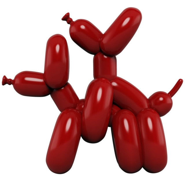 ArtZ® Balloon Dog Getting Busy Sculpture - Red & Red / 26x13x25CM