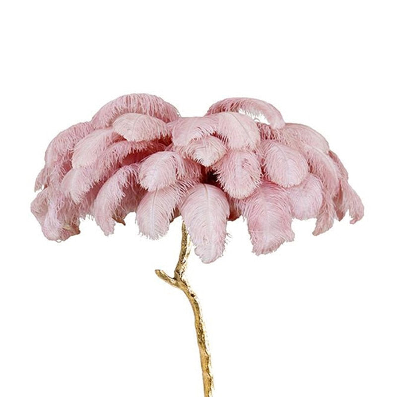 ArtZ® Ostrich Feather Lamp - Pink / 45 Feathers; 70.9 inch Height; 53.1 inch Width