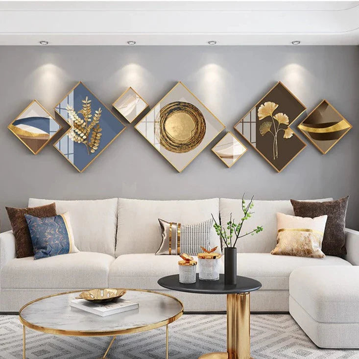 ArtZ® Framed Nordic Wall Decoration Set - Blue Brown (7 Piece Set)