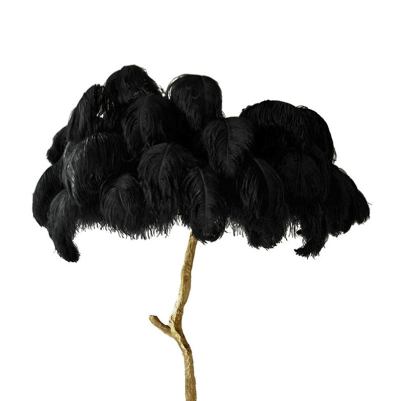 ArtZ® Ostrich Feather Lamp - Black / 45 Feathers; 70.9 inch Height; 53.1 inch Width