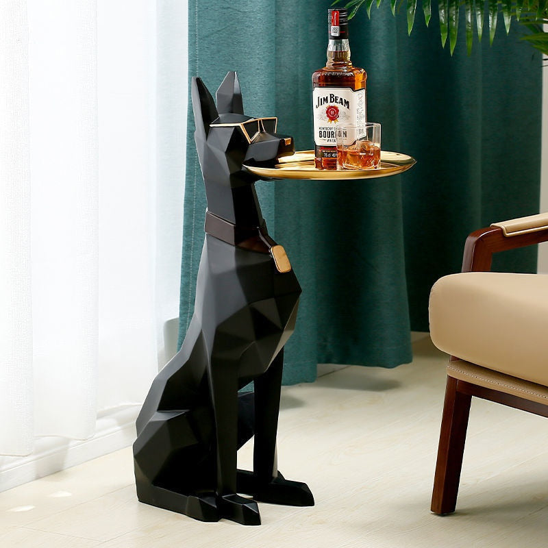 ArtZ® Doberman Nordic Sculpture Tray Table - Black