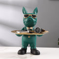 ArtZ® At Your Service Bulldog Sculpture And Tray - Green