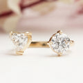 Heart And Round Cut Lab Grown Diamond  Open Cuff Ring