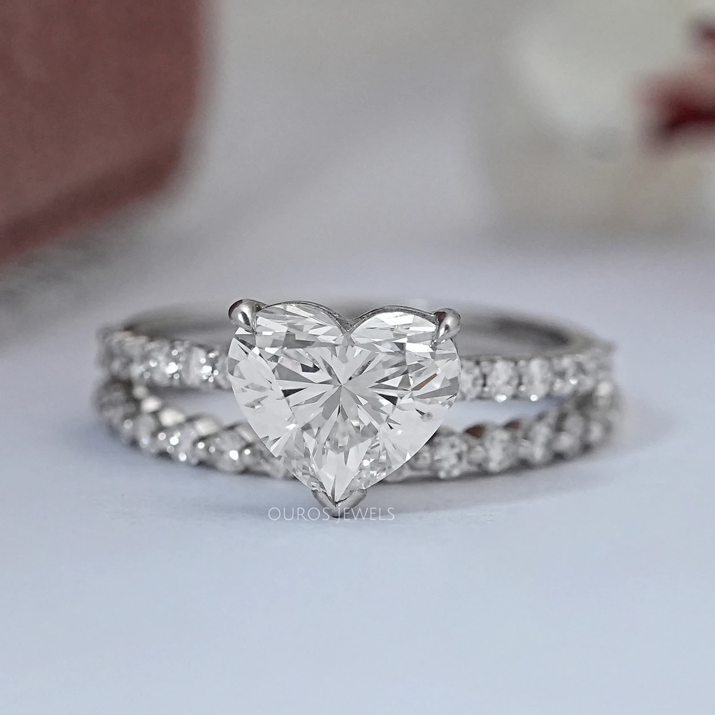 Heart Cut Solitaire Diamond Accent Bridal Ring Set