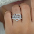 Heart Shape Baguette Half Eternity Band