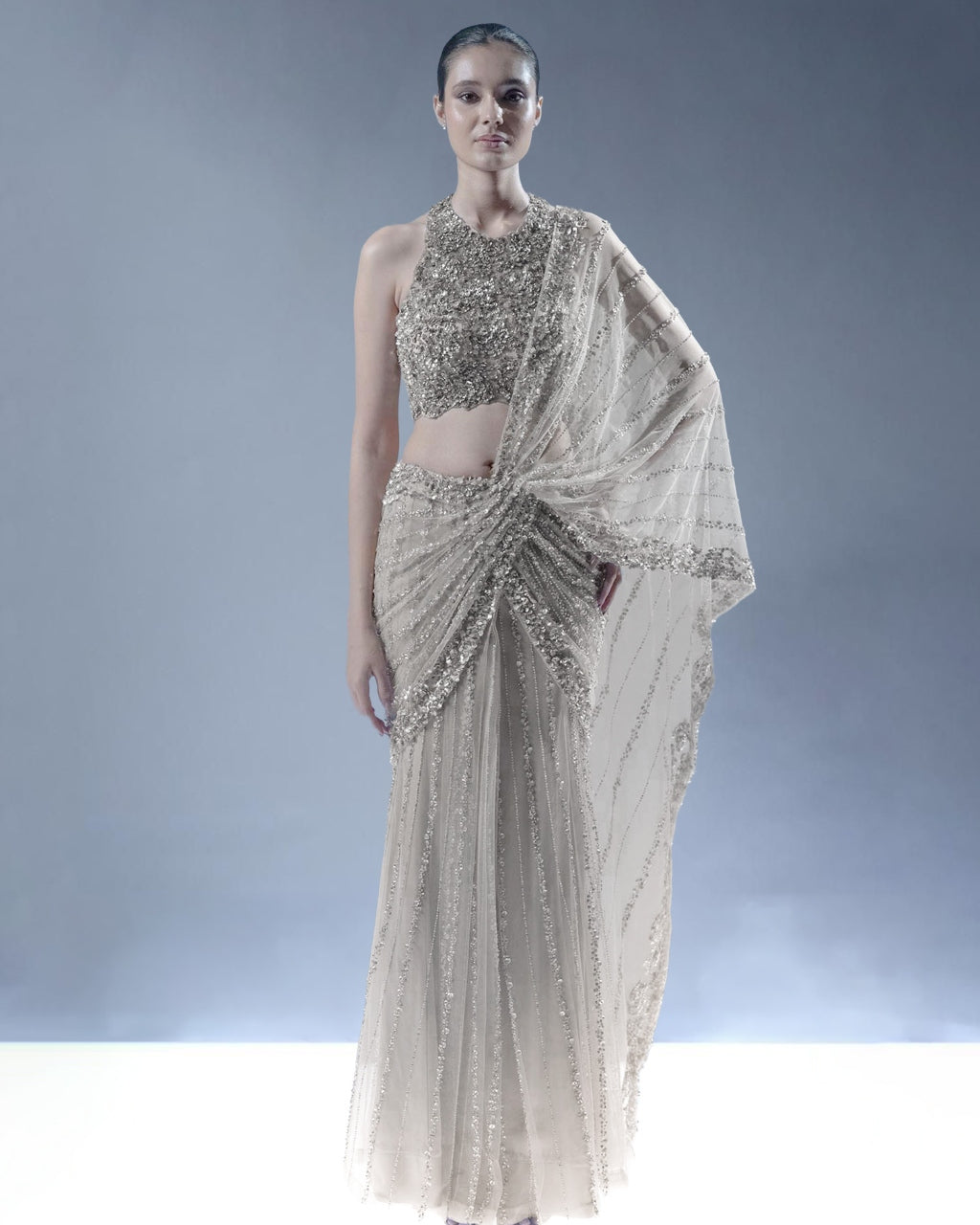 Ocean Gleam Sari By KYNAH, Luxury Indian Fashion & Bridal Wear