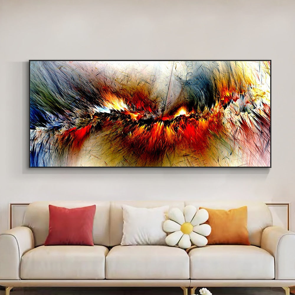 ArtZ® Technicolor Dreams Canvas Paintings - Red Yellow Blue / 15.7 inch by 35.4 inch (40x90cm) No Frame
