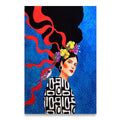 ArtZ® Nordic Abstract Woman Paintings - Blue Background / 7.9 inch by 11.8 inch (20x30cm) No Frame