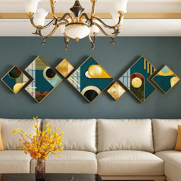 ArtZ® Framed Nordic Wall Decoration Set - Green (7 Piece Set)