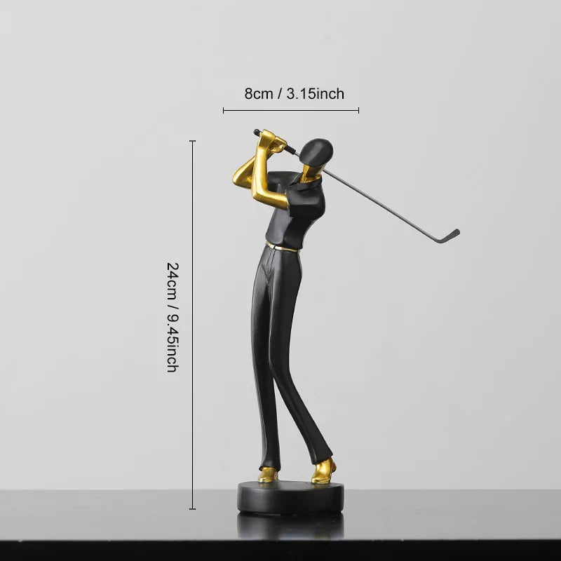 ArtZ® Nordic Abstract Golfer Sculptures - Black - Backswing