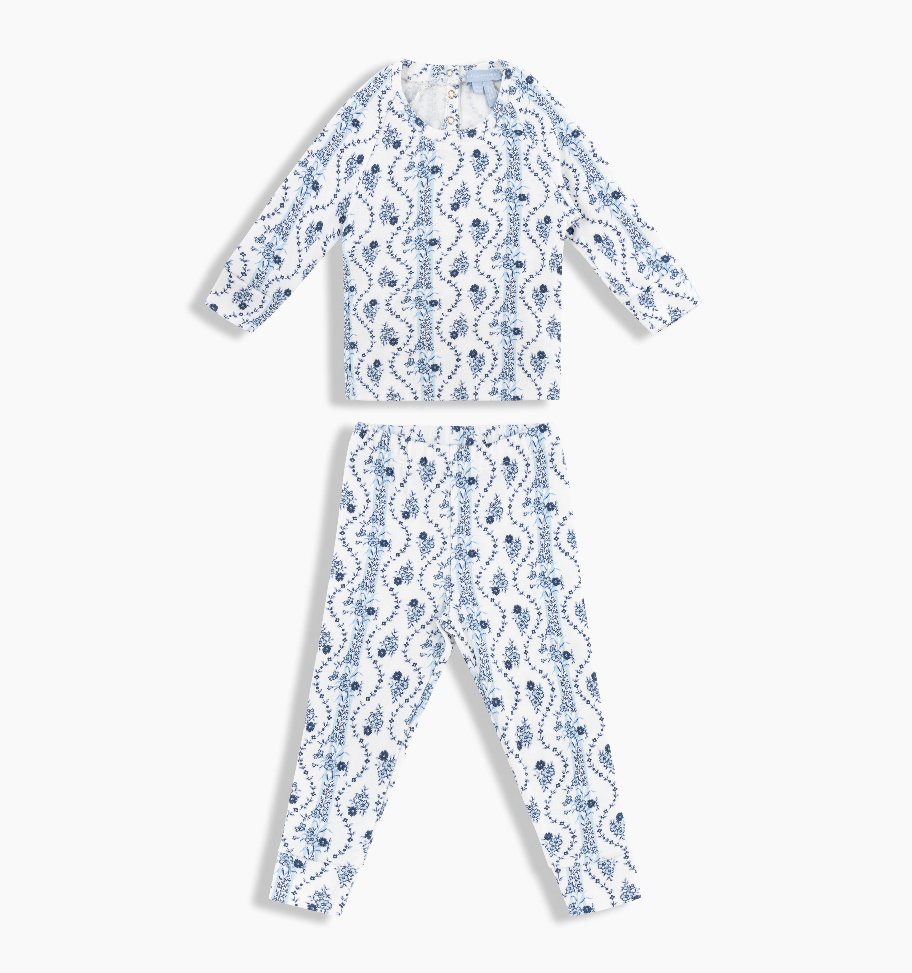 The Tiny PJ Set / Blue Vine Stripe   By Hill House Home
