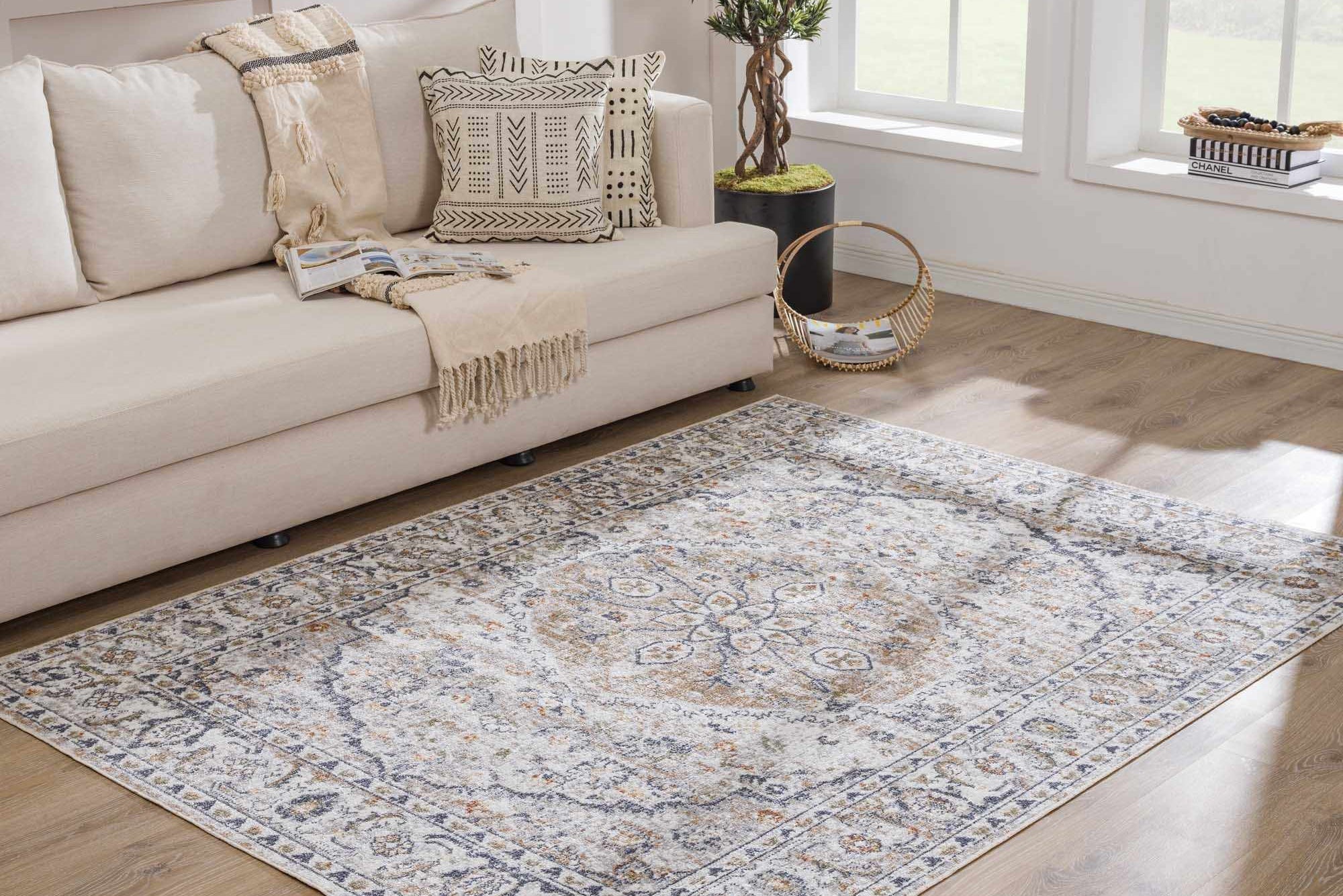 Hiti Cream Flat Pile Washable Rug