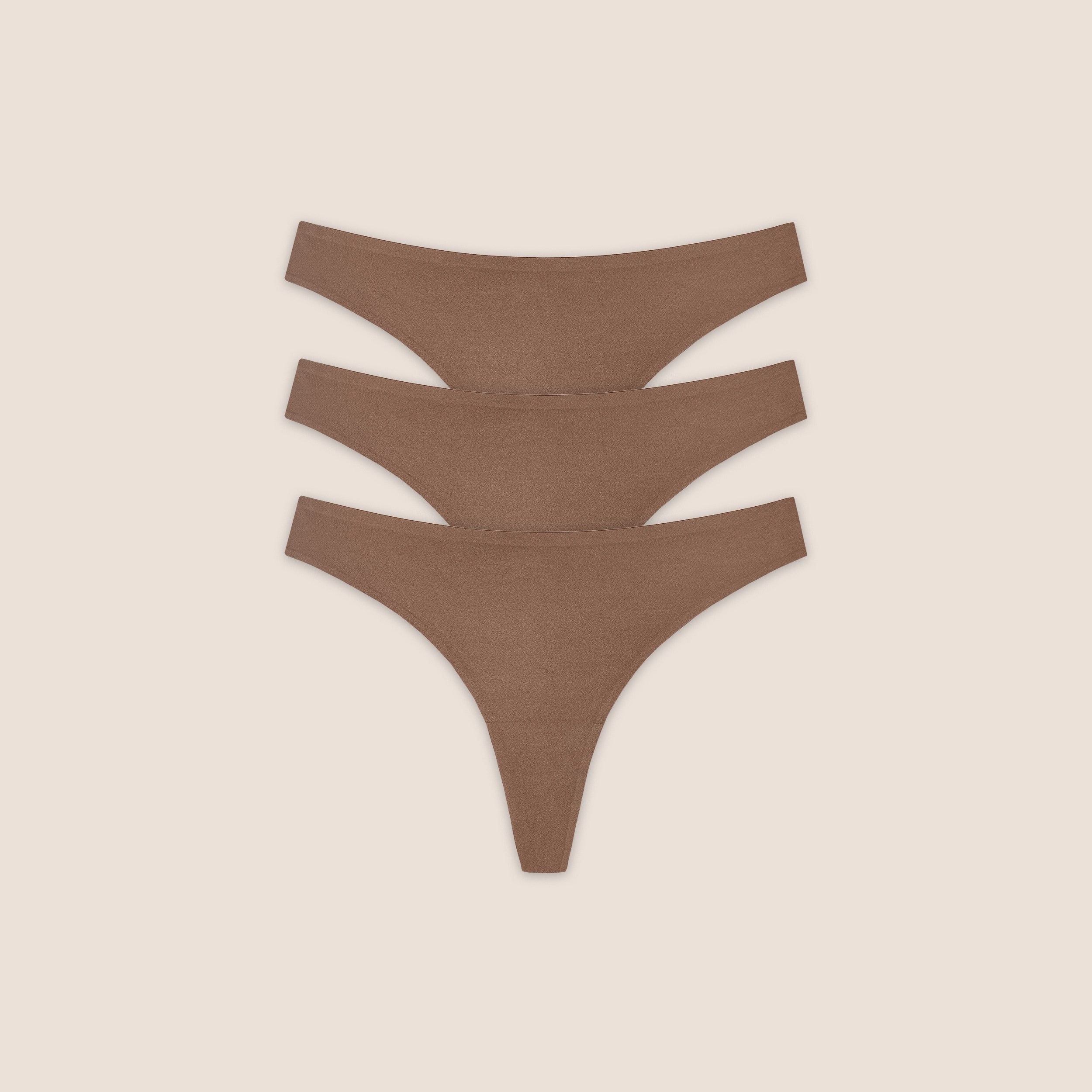 Lounge Underwear Seamless Bonded Thongs (3-Pack) - Chestnut