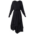 Long Sleeve Hooded Midi Dress In Black
