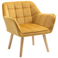 Modern Accent Chair with Wide Arms & Slanted Back for Living Room, Bedroom, Yellow