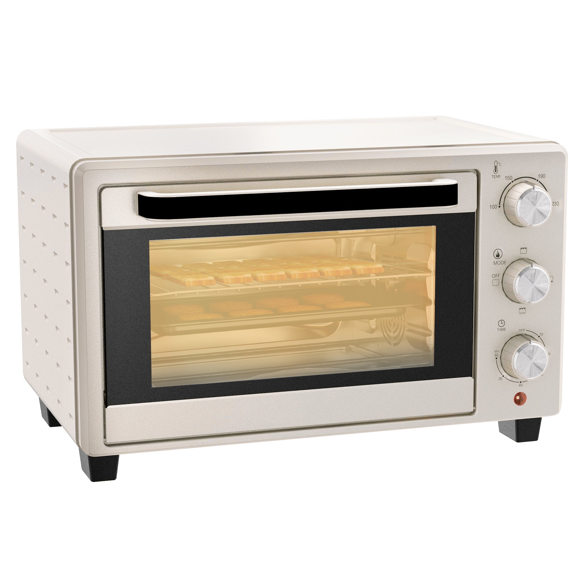 Mini Oven, 21L Countertop Electric Grill with Baking Tray and Wire Rack, 1400W, Cream
