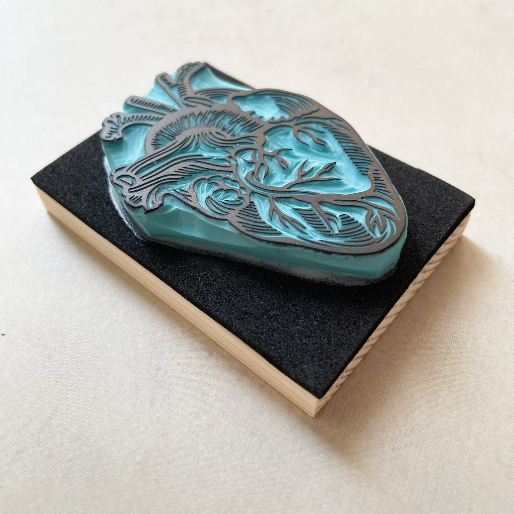 Human heart anatomical rubber stamp