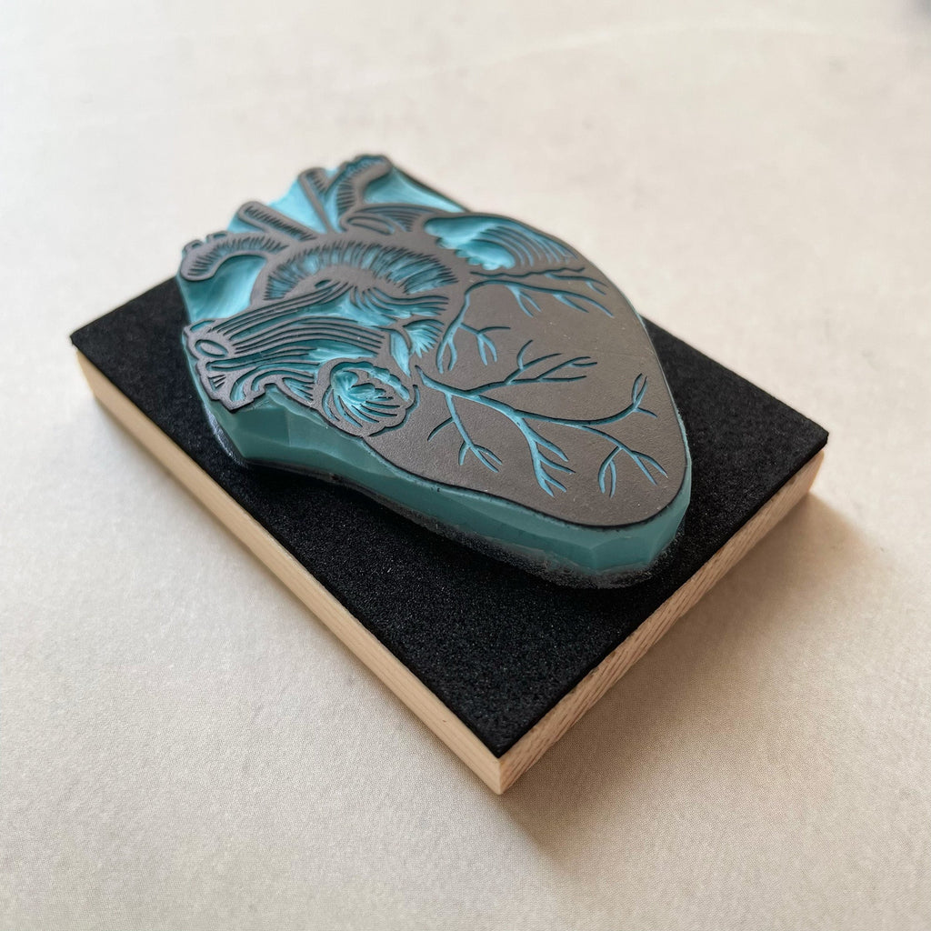 Human heart anatomical rubber stamp