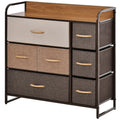 7 Drawer  Fabric Dresser 3 Tier Storage Organizer with Steel Frame, Brown