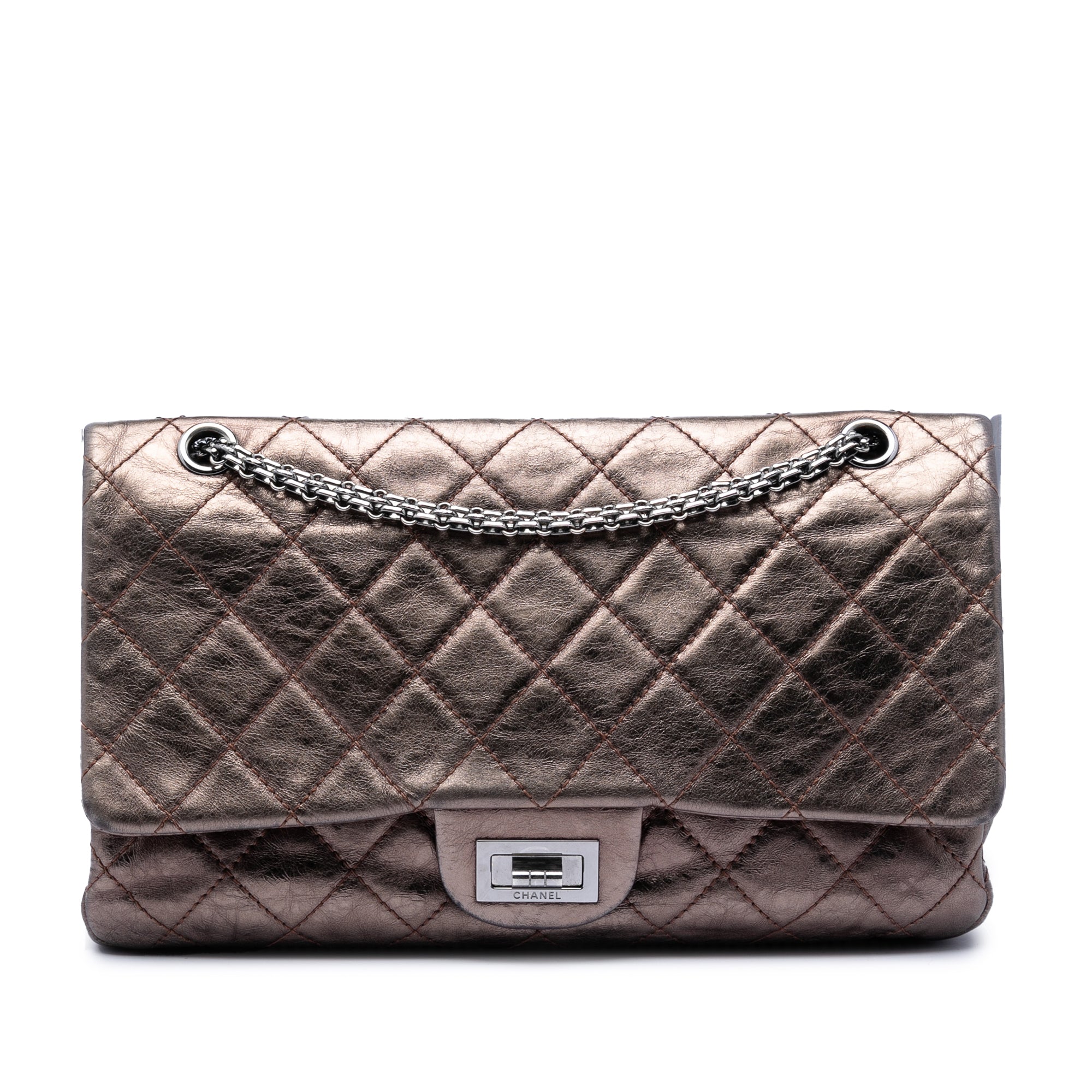 Metallic Aged Calfskin Reissue 2.55 Double Flap 227